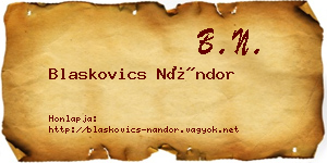 Blaskovics Nándor névjegykártya
