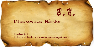Blaskovics Nándor névjegykártya